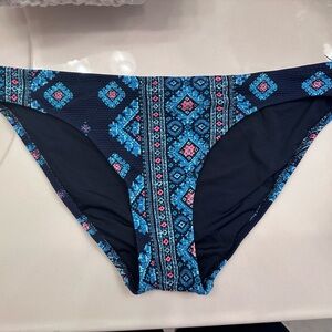 Aerie Navy and Blue Patterned Bikini Bottom
